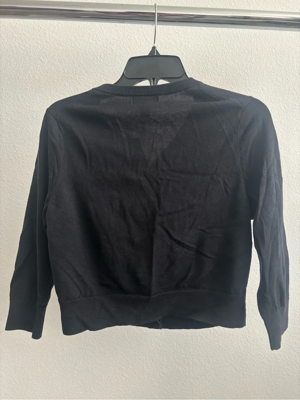Lands' End Black Cardigan with White Embroidered Trim - Picture 4 of 4